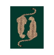 „Zwierzęcy duet" – Dekoracyjny Plakat z Gepardami na Zielonym Tle