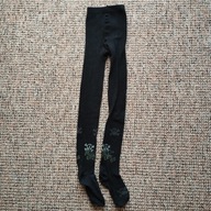 Rajstopy dziecięce bawełniane czarne we wzorki r.134