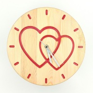 Zegar na rocznicę ślubu, zegar na ścianę z drewna i różowej żywicy, serca