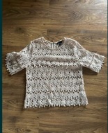 New look buzka kwiaty przeźroczysta 42 top krótki rękaw koronka