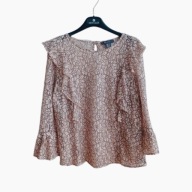 PRIMARK bluzka koronkowa falbanki kwiaty rękawy różowa pudrowa ażurowa boho