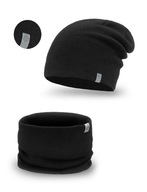 Komplet męski zimowy czarny Pamami czapka komin rękawice POLSKI klasyczny