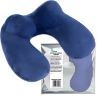 Poduszka podróżna Vitolog dmuchana niebieska welurowa