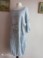 UNISONO włoska SUKIENKA lniana z kieszenią 36/38