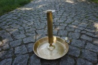 ŚWIECZNIK STOJĄCY VINTAGE LICHTARZ MOSIĄDZ KANDELABR 35cm ANTYK MID CENTURY