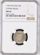 20 gr groszy 1949 MN Miedzio - nikiel NGC ms 63