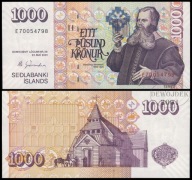 BNA - ISLANDIA 1000 Kronur 2001 E 70054798 # P59 # podpis MG # XF+