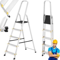 DRABINA ALUMINIOWA SKŁADANA DOMOWA 5 STOPNIOWA 3M ANTYPOŚLIZGOWA 150KG DUŻA