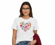 Koszulka damska prezent na walentynki urodziny Serce Kwiaty rozmiar XS
