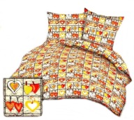 pościel bawełna lux 200x220 + 2x50x60 2x40x40 guzik B 231 Serca zawi orange
