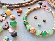 FOLK bransoletka zielony agat miętowy turkus hematyt kokos BlackberriesArts