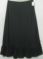 Spódnica czarna w kliny falbanki cienka dzianina długa 46/52