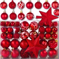 BOMBKI CHOINKOWE ZESTAW XXL NA CHOINKĘ CZERWONE 100 SZT 6/4/3 CM + GWIAZDA