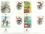 02-FDC-KR03- Korea Płn,WWF,1987,Ptaki,Kaczka Mandarynka