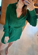 Zielona sukienka satynowy połysk roz. XS