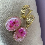 Kolczyki z żywicy kwiaty 35 mm stal chirurgiczna złote