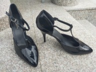 PLEASER nr 42/11US duże czarne lakierowane czółenka na szpilce