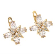 68391 Kolczyki 18K pozłacane 16/16 MM eleganckie "brylantowe" lilie