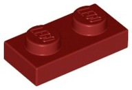 Lego 4539097 3023 1x2 Płytka Dark Red 3szt Nowe