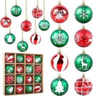 Bombki Choinkowe Czerwono Zielone 16 szt Nietłukące Dekoracja Świąteczna