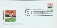 Olimpiady 1980 - aerogram pamiątkowy z kasownikiem FDC USA