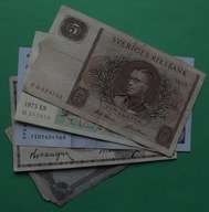 SZWECJA - 1 - 20 koron 1873 - 1991 / st.2-4+ / 5 banknotów