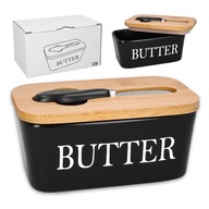 Maselniczka ceramiczna czarna z nożykiem maselnica z pokrywką