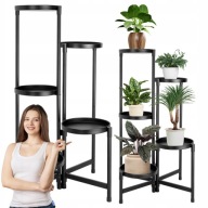 KWIETNIK STOJĄCY METALOWY WYSOKI CZARNY STOJAK NA KWIATY ROŚLINY LOFT PÓŁKI