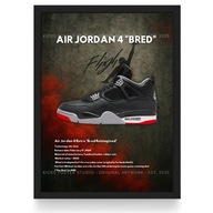 Plakat Jordan 4 "Bread" (Czarna/Biała Ramka)