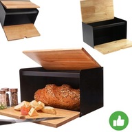 CHLEBAK METALOWY CZARNY BAMBUSOWY KONIGHOFFER VITRUM DESKA DO KROJENIA