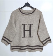 Sweter Dzianinowy Z Wełną Beżowy Pola |R. Uniwersalny