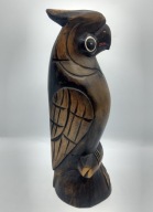 SOWA z DREWNA puchacz uszatka RZEŹBA duża 29 cm - kolekcjonerska