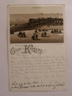 Kołobrzeg Kolberg molo litografia czarno-biała 8.09.1893 Prekursor