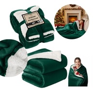 KOC POLAROWY DWUSTRONNY 150x200 BARANEK SHERPA CIEPŁY ZIMOWY PLED NARZUTA