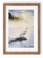 Akwarela„Czapla o poranku II”obraz z autorskiej serii ptaków 23x31 oryginał