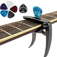 Kapodaster Capo Do Gitary, Ukulele Metalowy 3w1 + 5 SZT. KOSTKI + UCHWYT
