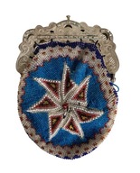 Dawna Torebeczka Portmonetka Ramka Srebro Koraliki Sakiewka