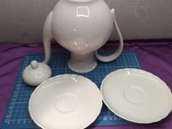 dzbanek 2 talerzyki serwis kawowy HUTSCHENREUTHER PORCELAINE ROSE blady róż