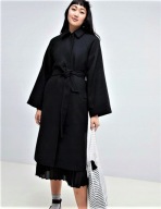 WYPRZEDAŻ Czarny płaszcz MONKI XS 34 wiązany z pakiem kimono