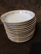 KAROLINA TALERZE GŁĘBOKIE MISKI NA ZUPĘ PORCELANA VINTAGE PRL komplet 14szt