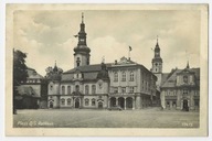 E64 Pless O/S Rathaus Ratusz Rynek Okupacyjna ciekawa Flagi Rzesza Reich