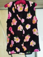 BLUZKA ŁADNA CZARNA W KWIATOWY WZÓR LUŹNA DŁUŻSZA R.40