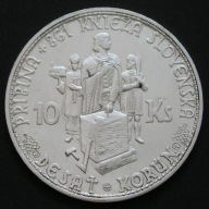 Słowacja 10 koron 1944 - książę Pribina - BEZ krzyża - srebro