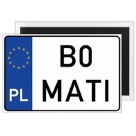 MAGNES TABLICA REJESTRACYJNA "B0 MATI" PREZENT MECHANIK dowolny napis tekst