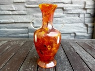 AMFORA WAZON Z BURSZTYNAMI OKUTY W SREBRO 286-gr. / 15.5cm