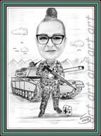 Karykatura ze zdjęcia dla żołnierza ręcznie wykonana Promocja