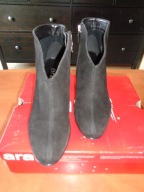 ARA eleganckie botki zamsz skóra czarne 37/23,5 cm