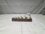 Stare odważniki porcelanowe z okresu Prl-u w etui - zestaw 1/2-20dkg