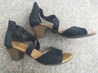 RIEKER ANTISTRESS nr 41 superwygodne sandały na słupku skóra nowe