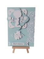 ZAPROSZENIA KOMUNIA CHŁOPIEC KL. W RAMKACH B6 BŁĘKIT BIEL KORONKA